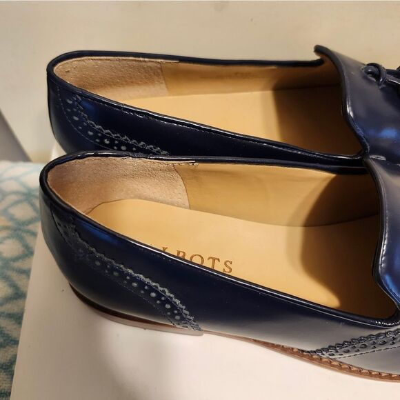 NWT Talbots Leighton Blue Polished Leather Tassel Brogue Loafers Sz.6.5 Ret $139 - Picture 5 of 9